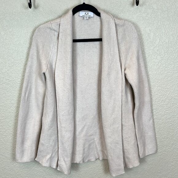 Magaschoni Open Front Long Sleeve Cardigan in Cream size Medium - Picture 3 of 12